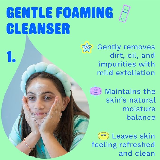 Pipa Skincare Start Young Bundle Gift Set | 3-Step Birthday Gift Skin Care Routine for Kids, Girls & Tweens 8 to 12 | Alcohol-Free & Safe | Includes Foam Face Cleanser, Face Moisturizer & Facial Mist