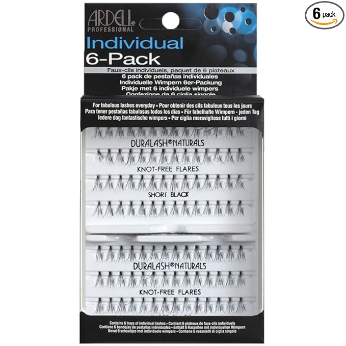 Ardell Individual Lashes - Short Black, DIY Lash Clusters, Knot-Free Cluster Eyelash Extensions, Customizable Lash Extension, 6 Pack