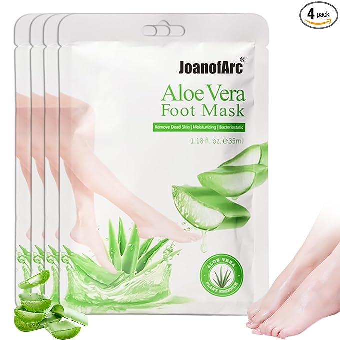 JoanofArc Foot Peeling Mask, Moisturizing Foot Mask,Peel Calluses Dead Skin Callus Remover,Hydrating Foot Masks for Dry Cracked Feet,Repair Rough Heels＆Dry Skin for Baby Soft and Smooth Feet,4 Pack
