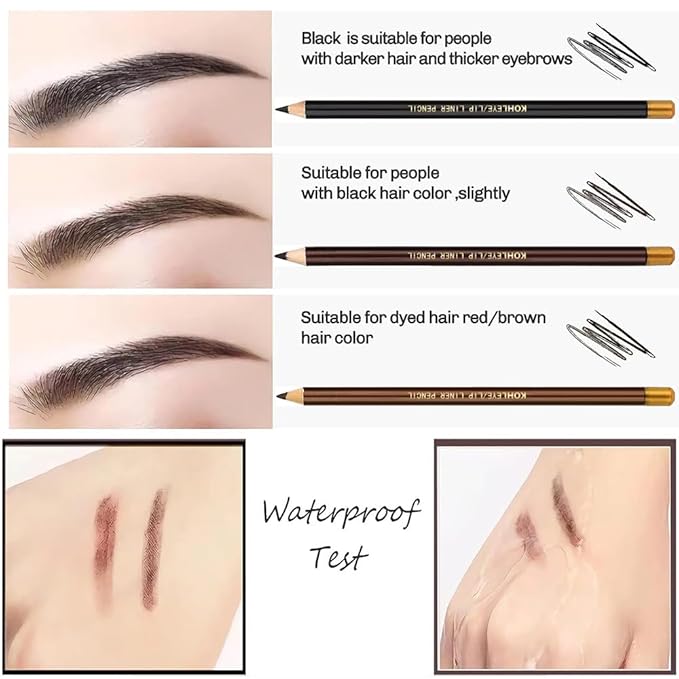 FeiCuiYun 5Pcs Wooden Hard-Core Eyebrow Pencils for Women, Dark Brown Eyebrow and Eyeliner Pencil, Long Lasting Waterproof and Sweat-Proof, Beginner Makeup Brow Pencil, Create a Natural Eye Brow
