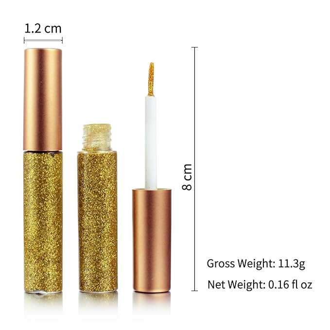 Liquid Glitter-Eyeliner, Shimmer-Water-proof Eye-Glitter Makeup Colorful Eye Liner Liquid Eyeliner (Yellow)