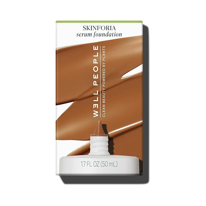 Well People Skinforia Serum Foundation, Lightweight Tinted Formula Hydrates, Smooths, and Evens Skin Tone with Birch Sap and Mushroom Complex, Long-Lasting, Natural Finish, 38 Deep Tan Cool