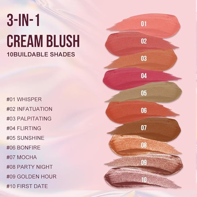 Multi-Use Waterproof Highlighter Stick with Brush – Unidollss 3-in-1 Cream Contour, Bronzer & Blush Stick for Cheeks, Eyes & Lips, Long-Lasting Glow, Easy Application(08 PARTY NIGHT)