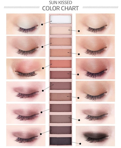 12 Colors Makeup Nude Colors Eyeshadow Palette Natural Nude Matte Shimmer Glitter Pigment Eye Shadow Pallete Set Waterproof Smokey Professional Beauty Makeup Kit (Matte Color A)