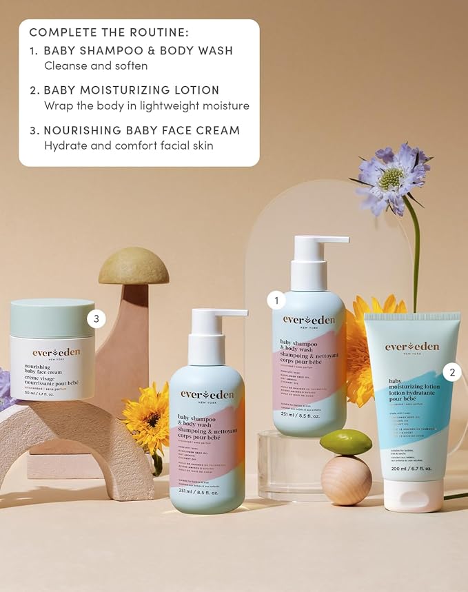 Evereden Moisturizing Baby Lotion for Newborn 6.7 oz. | Lightweight & Non-Greasy Toddler Lotion | Clean & Gentle Baby Care | Non-toxic & Fragrance Free