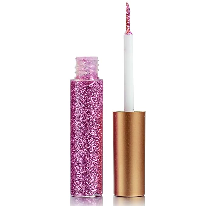 Liquid Glitter-Eyeliner, Shimmer-Water-proof Eye-Glitter Makeup Colorful Eye Liner Liquid Eyeliner (Pink)
