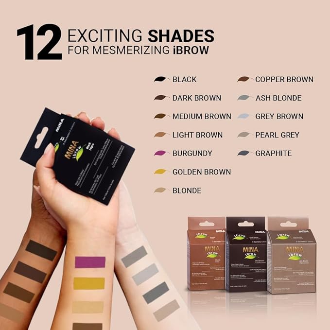 MinaiBrow Instant Hair Dye Kit Light Brown | Natural Spot Coloring Tinting Powder, Water & Smudge Proof | 100% Grey Coverage Upto 30 Applications