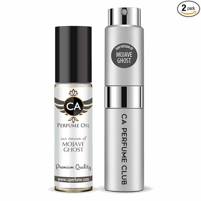 CA Perfume Duo Impression of Mojave Ghost For Women And Men Perfume Layering Set Long Lasting Travel Size EDP + Body Oil Roll-On Bottle 0.27 Fl Oz+0.33 Fl Oz