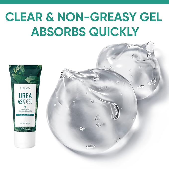 42% Urea Gel - Max Plus Salicylic & Hyaluronic Acid cracked heel repair callus remover for Elbows, Feet, and Hands, and cracked heel, calloused feet remover gel 4oz