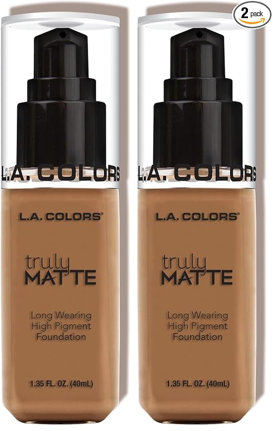 L.A. COLORS Truly Matte Foundation, Deep Tan CLM361 (Pack of 2)