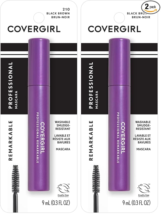 COVERGIRL Professional Remarkable Waterproof Mascara Black Brown 210, 0.3 Ounce (packaging may vary) (Pack of 2)