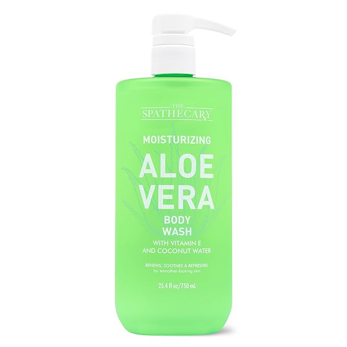 Aloe Vera Body Wash with Vitamin E & Coconut Water – Hydrating Moisturizing Shower Gel for Sensitive & Dry Skin, Daily Cleanser for Soft Smooth Skin, Vegan, Sulfate Free, 25.4 fl oz