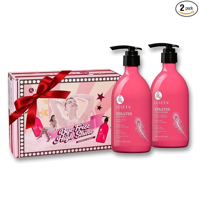 Luseta Keratin Shampoo and Conditioner Set Moisturizing Treatment for Dry Hair Smooth & Repair Damaged Hair for Women Sulfate Free 16.9 oz