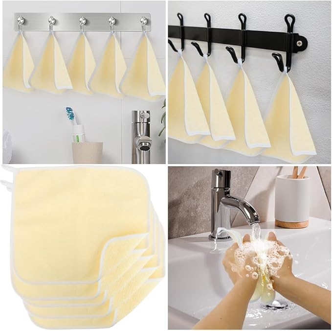10 Pack Wash Cloths, Exfoliating Body Scrubber, Face Cloths for Washing Face, Beige Cotton/Nylon Washcloths