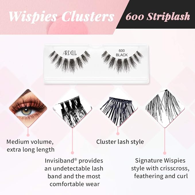 Ardell False Eyelashes Wispies, Cluster 600 (4 Pack)