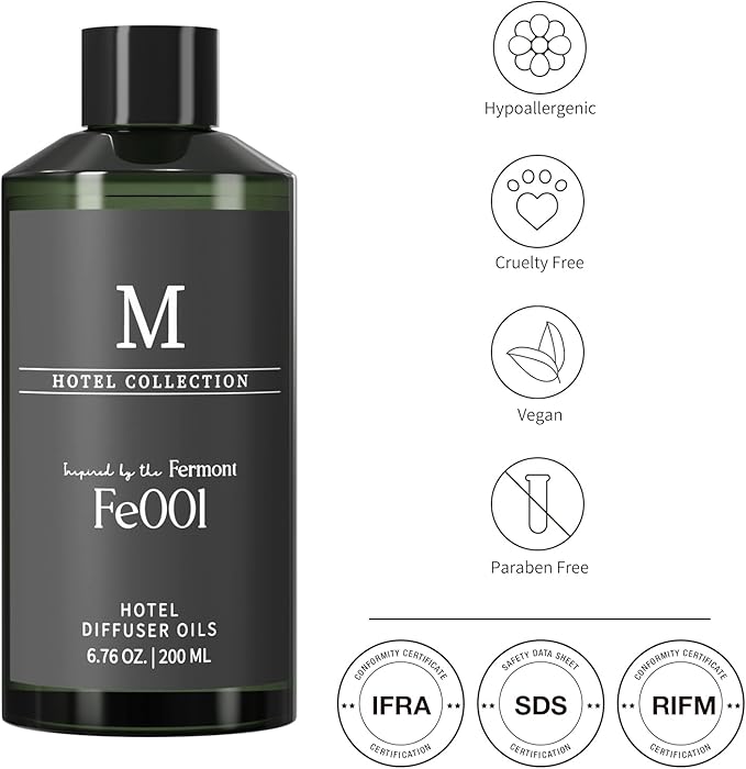Hotel Diffuser Oil Fe001 Inspired by The Fermont,6.76 Fl Oz (200ml), Home Luxury Aroma & Hotel Fragrance Diffuser Oil for Aromatherapy Bigger Bottle, Bolder Aroma & Longer Lasting