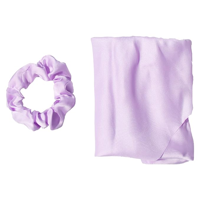 Pack of 2 Knotted Bow Hair Scrunchies Elastic Hair Scarf Hair Ties Bands Satin Hair Ribbon Scrunchy Ponytail Holder for Women and Girls, Hair Scarf Scrunchies, Hair Accessories (Lilac)