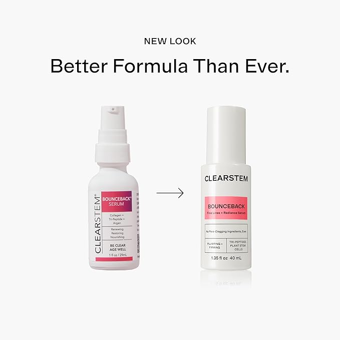 CLEARSTEM BOUNCEBACK Radiant Facial Serum - Peptide Serum for Hydration & Smooth-Looking Skin with Tri-Peptides and Mango Fruit Extracts - Lightweight Formula for Softer and Balanced-Looking Skin