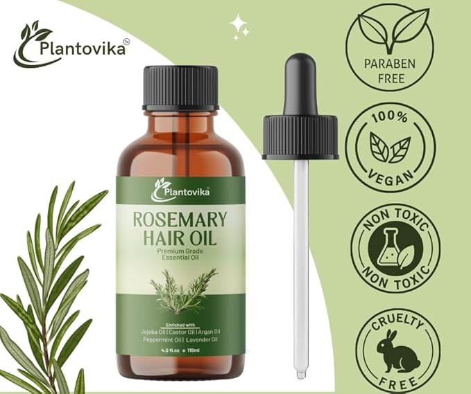 Rosemary Oil for Hair Growth - Hair Growth Oil with Jojoba, Castor, Argan, Peppermint & Lavender | Scalp & Hair Strengthening Treatment for Women & Men (4 Fl Oz)