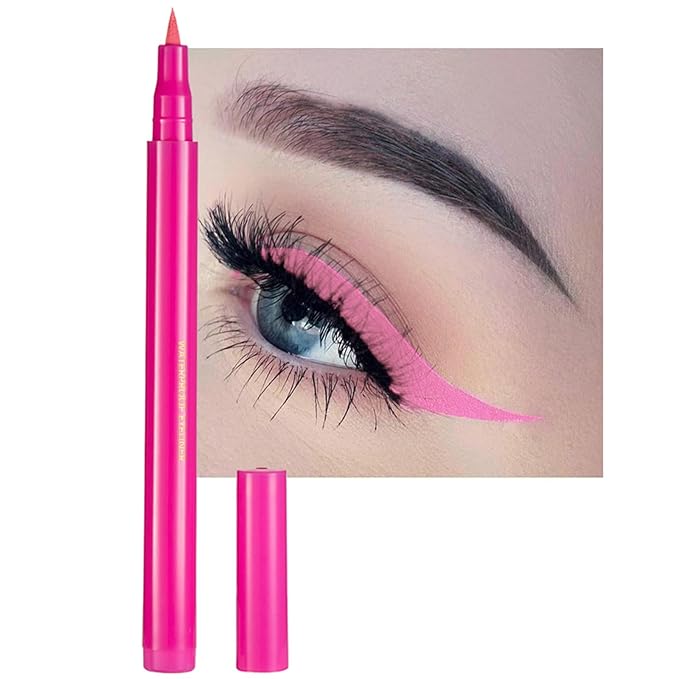 Liquid Eyeliner, Pink-Eyeliner Liquid, Long-lasting Colored Eyeliners, White Black Red Brown Green Purple Waterproof High-pigmented Colorful Eyeliners for Eye Makeup,1PC Pink