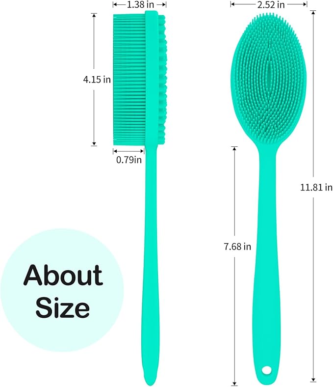 MateeyLife Silicone Body Scrubber Exfoliator with Handle, Gentle Back Scrubber for Shower, Shower Brush for Body, Bath Back Brush for Shower, Silicone Loofah Body Scrubber, Bath Scrubber for Body