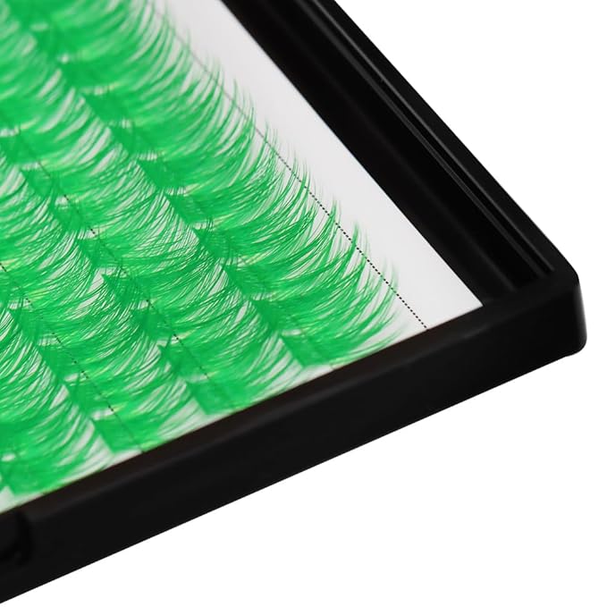 →VAYATOR Wide Stem With Various Colored False Eyelashes D Curl Eyelash String 10-20mm Choose Professional Makeup Personal Eyelash String Grafted Eyelash Extension Cluster（Green -10-12-14-16mm Mixed）