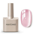 MAYCHAO 15ML Jelly Pink Cat Eye Gel Nail Polish 1Pc Galssy Pink Gel Polish Soak off Holographic Magnetic Nail Polish for Nail Art Manicure Salon DIY at Home, 0.5 OZ
