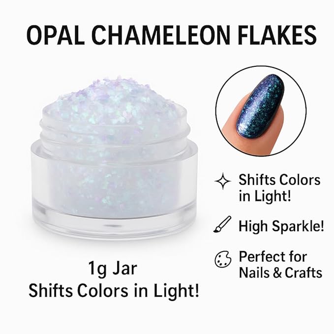 BALTIC DAY Chameleon Opal Flakes [Rose Red/Light Green] – Color Shift Mica Pigment Powder for Epoxy Resin, Tumblers, Nail Art, Eyeshadow, Makeup, Molds, and More – Chrome Color Shift Powder