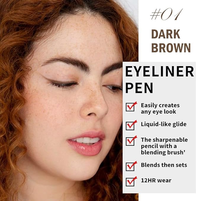 WanTuoluo 3-in-1 Retractable Eyeliner Pencil for Women, Built-in Sharpener & Blending Brush, Black Light Dark Brown, Waterproof Long-Lasting Spring Sale Deal 2026 (01-Black-2 Pack)