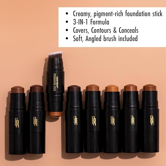 Black Radiance Color Perfect Foundation Stick with Soft Brush Applicator Duo – Buildable, Blendable Versatile Pigment-Rich Formula - Espresso