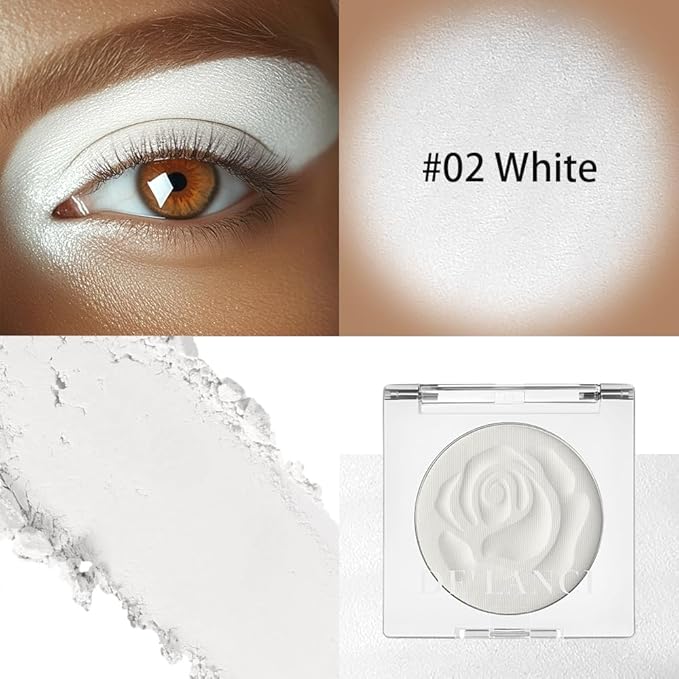 Matte White Eyeshadow with Applicator | High Pigment, Long-Lasting, Waterproof | Travel-Friendly White Eyeshadow for Highlighting, Eyeliner Base, Halo Eyes, Inner Corner, Gothic, Halloween Makeup