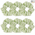 6 Pcs Satin Silk Hair Scrunchies Soft Hair Ties Fashion Hair Bands Hair Bow Ropes Hair Elastic Bracelet Ponytail Holders Hair Accessories for Women and Girls (4.5 Inch, Tender Green)