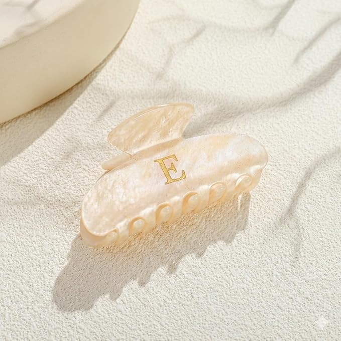 Acrylic Letter Hair Clips For Women Alphabet Hair Claw Initial Hair Clip Fashion Glitter Chic Monogram Claw Clip Hair Accessory Large Hair Clips E