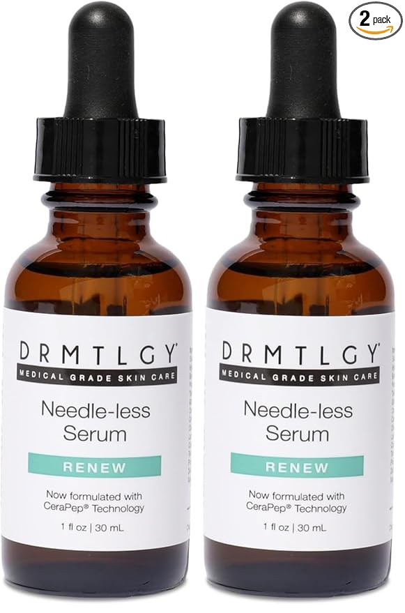 DRMTLGY Needle-less Serum - Anti-Aging Serum for Fine Lines & Wrinkles - Niacinamide with Potent Blend of Hyaluronic Acid, Peptides & Ceramides, 1 fl oz (Pack of 2)