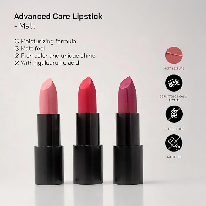 Radiant Professional Matte Lipstick for Women – Long Lasting Lipstick with Vitamin E, Hyaluronic Acid & UV Protection (UVA/UVB) – Advanced Care & Ultra Moisturizing Lip Stick – 202 Toffee