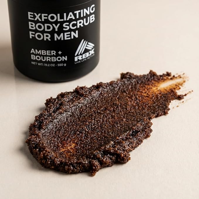 RBX Exfoliating Body Scrub For Men with Shea Butter Vitamin A and C, Moisturizing Hydrating Body Scrub for Healthy Skin