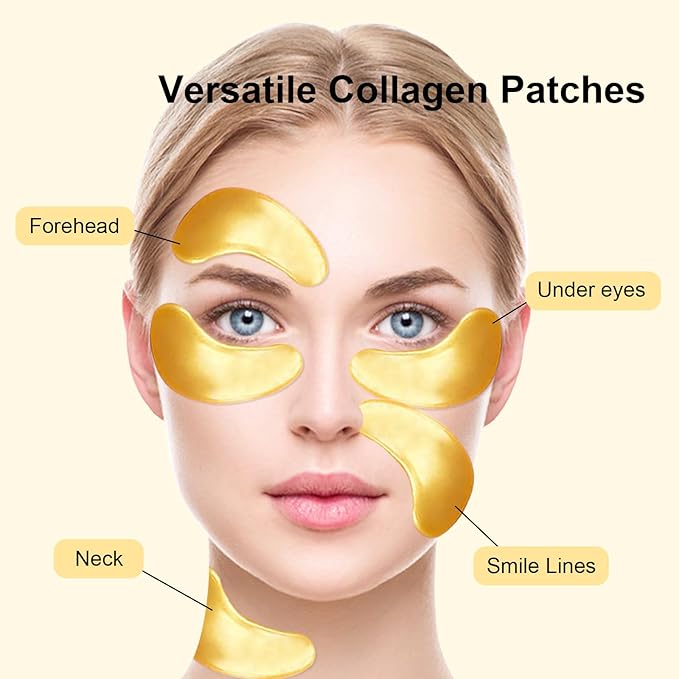 30 Pairs Crystal Collagen Under Eye Mask, Gold Gel Collagen Eye Pad For Moisturizing, Reducing Dark Circles & Puffy Eyes (Gold)