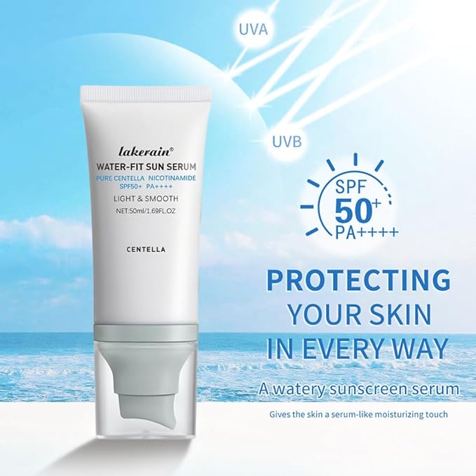 2 Pcs Centella Sunscreen SPF 50, Centella Water-Fit Sun Serum, Long-Lasting Protection, Nourishing Skin Protection and UV Defens.