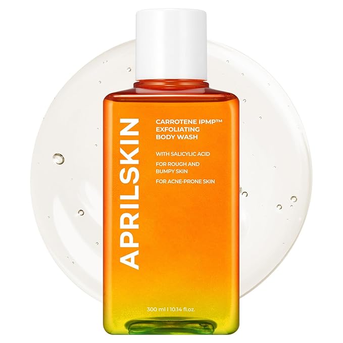 APRILSKIN Carrotene IPMP™ Exfoliating Body Wash | Salicylic Acid Body Wash Improve Rough & Bumpy Skin, Body Acne, Keratosis Pilaris with Niacinamide & Ceramides | Vegan & Cruelty-free | 10.14 fl.oz