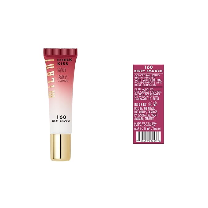Milani Cheek Kiss Liquid Blush Makeup, Lightweight, Blendable & Buildable for Radiant Flushed Cheeks, Skin-Loving Formula - Berry Smooch
