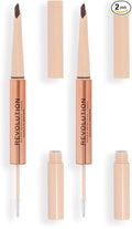 Revolution, Fluffy Brow Filter Duo, 2-in-1 Eyebrow Pencil & Gel, Enhances & Shapes Brows, Vegan & Cruelty Free, Medium Brown, 1 piece (Pack of 2)
