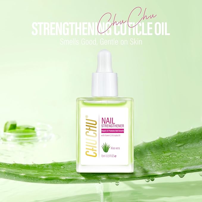 CHUCHU Nail Growth and Strengthener Oil for Cuticle - Repair Moisturizing Treatment - Natural Jojoba Vitamin B & E Nail Oil for Dry Cracked Nails (Aloe Vera)