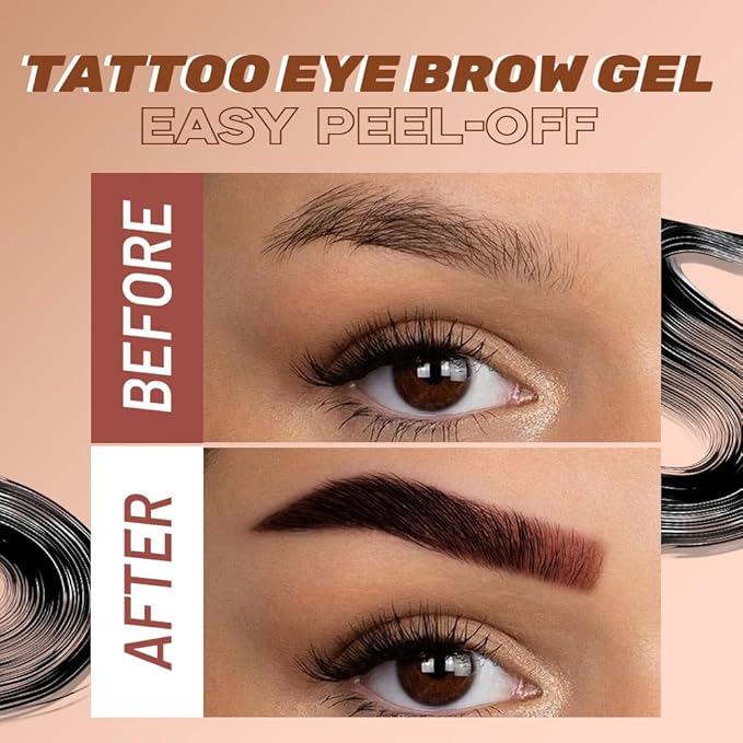 Peel Off Eyebrow Gel for Women, Fuller & Defined Looking Brows, Brown Espresso Taupe Auburn Chocolate, 5 Days Long-Lasting Waterproof Sweatproof, Gift for All Skin Types (03-Auburn)
