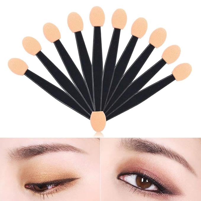 50pcs Eyeshadow Applicators, Disposable Eyeshadow Sponge Brush Double-Sided Eye Makeup Sponge Applicators