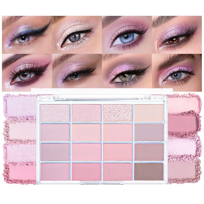 CAKAILA 16Colors Pink Nude Brown Basics Matte Eyeshadow Palette,Muted Pink Eye Shadow Makeup Travel Makeup Palette all in one Long Lasting Waterproof,Great for Travel Gift Kit
