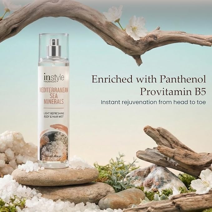 Instyle Fragrances, Body & Hair Mist, Sea Minerals Scent, With Panthenol, CLEAN, Vegan, Paraben Free, Phthalate Free, Premium 8 Fl Oz Spray Bottle
