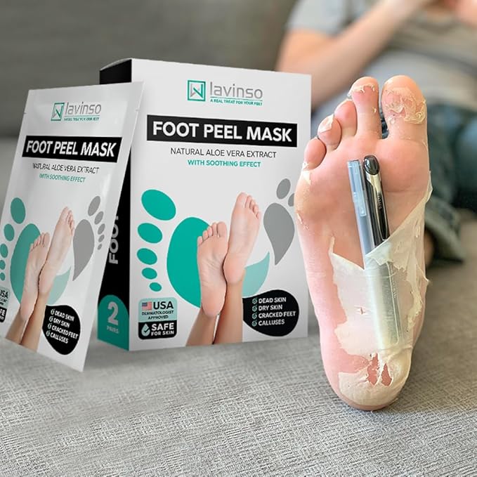 Foot Peel Mask for Dry Cracked Feet – 2 Pack Peeling Mask Removes Dead Skin and Calluses - Exfoliating for Soft Baby Feet, Original Scent