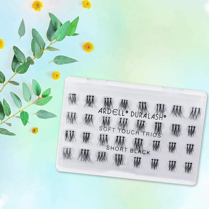 Ardell Soft Touch Trios Individual False Eyelashes - DIY Lash Clusters, Lightweight & Reusable Eyelash Extensions, Black, 4 Pack