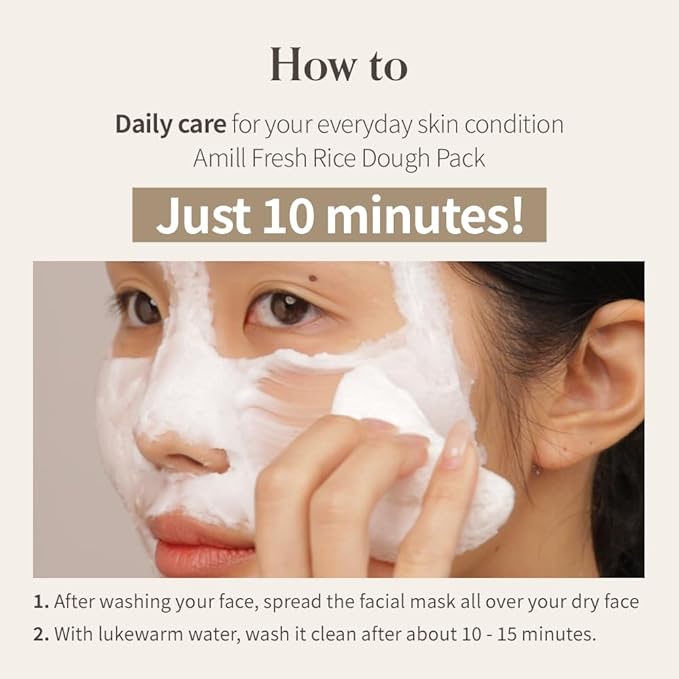 Amill Fresh Rice Dough Pack (100g/3.52oz) – Wash-Off Face Mask with Rice Extract for Smooth & Nourished Skin