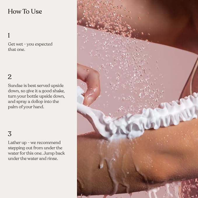 sundae Exfoliating Whipped Shower Foam Berry Foaming Body Wash with Glycolic Acid (AHA) for Clogged Pores 8.9 fl oz, 265ml
